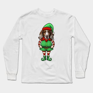 Brittany Spaniel Christmas Elf Long Sleeve T-Shirt